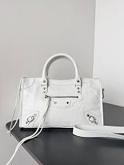 Balenciaga Le City Small Bag In White Arena Lambskin Shiny Silver Hardware Black 29.9*19.1*9.9cm - 1