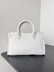 Balenciaga Le City Small Bag In White Arena Lambskin Shiny Silver Hardware Black 29.9*19.1*9.9cm - 3