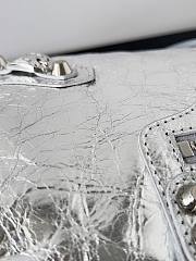 Balenciaga Le City Small Bag In Silver Arena Lambskin Shiny Silver Hardware Black 29.9*19.1*9.9cm - 5