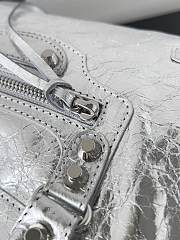 Balenciaga Le City Small Bag In Silver Arena Lambskin Shiny Silver Hardware Black 29.9*19.1*9.9cm - 2