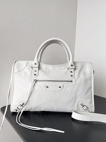 Balenciaga Le City Medium Bag in Optic White 37*23.4*14.9cm