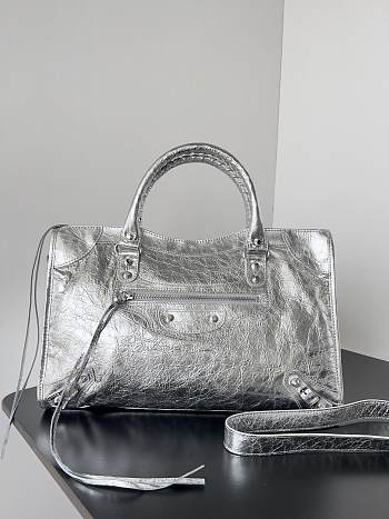 Balenciaga Le City Medium Bag in Silver 37*23.4*14.9cm