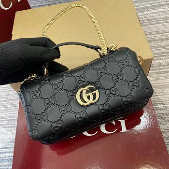 GG Milano mini top handle bag - Black GG puffy leather 21 x 12.5 x 4.5cm