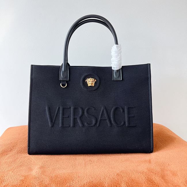 Versace La Medusa Canvas Tote Black color 40*16*29CM - 1