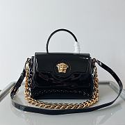 Versace La Medusa Patent Leather Top-handle Bag In Black 25*15*22CM - 1