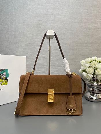 Prada Medium suede shoulder bag - Cocoa Brown 28*17*11cm
