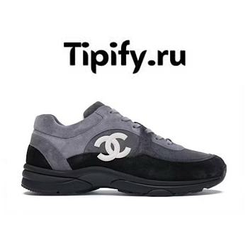 Chanel Grey Suede Logo Sneakers