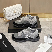 Chanel Grey Suede Logo Sneakers - 5