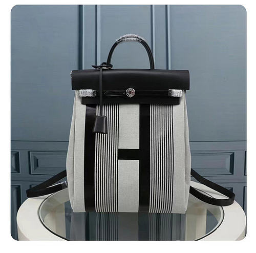 Hermès Herbag leather backpack Grey in Leather 35x30x12cm - 1