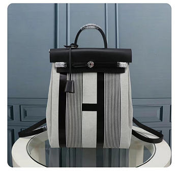 Hermès Herbag leather backpack Grey in Leather 35x30x12cm