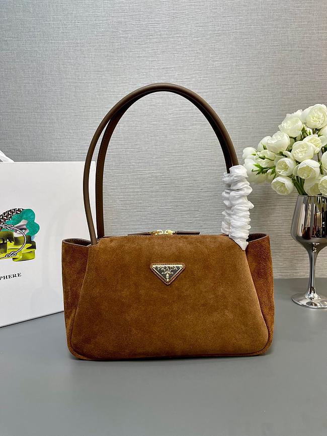Prada Women's Brown Medium Suede Shoulder Bag 28x18x11cm - 1
