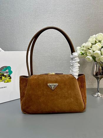 Prada Women's Brown Medium Suede Shoulder Bag 28x18x11cm