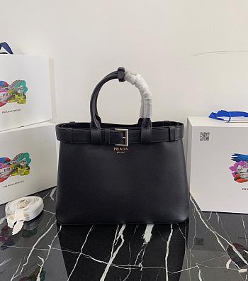 Prada Women's Buckle Medium Leather Bag (Black) 35x25x14cm