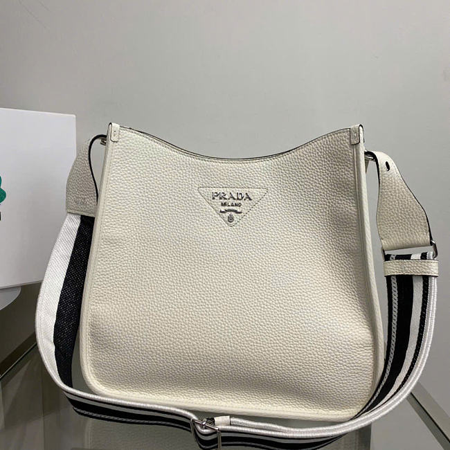 Prada Logo Strap Hobo Leather Medium 30cm - 1