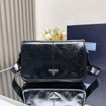 Prada Leather Crossbody Bag in Black for Men 30x20x11cm