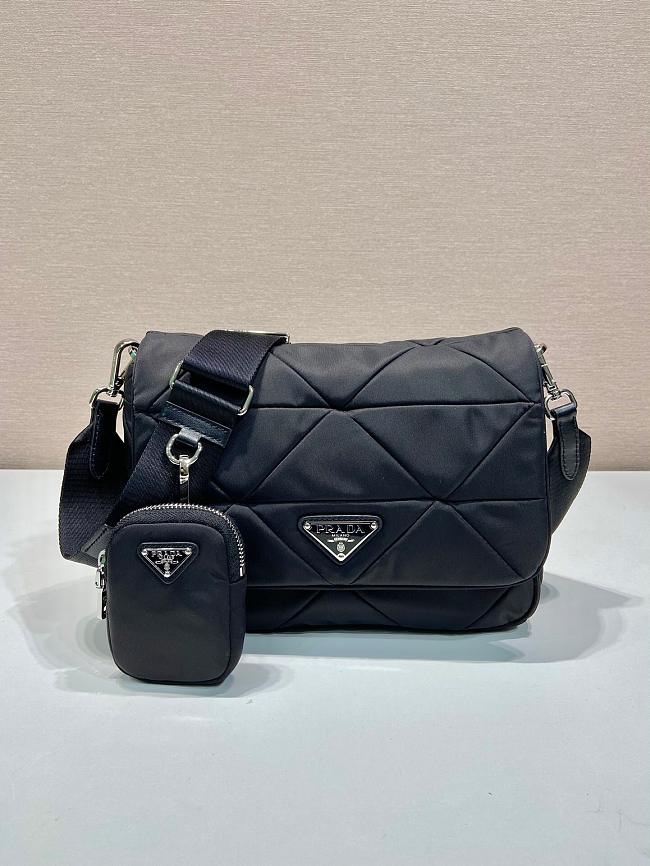 Prada Re-Nylon Shoulder Bag Black Leather 24x24x8.5cm - 1