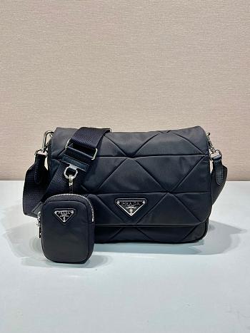 Prada Re-Nylon Shoulder Bag Black Leather 24x24x8.5cm