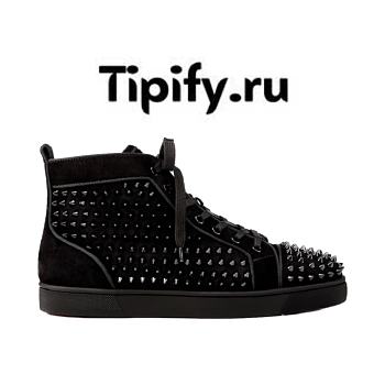 Christian Louboutin Black Suede Orlato Spikes High Top Sneakers