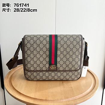 Gucci Men Ophidia Medium Messenger Bag Beige Ebony 28x22x8cm