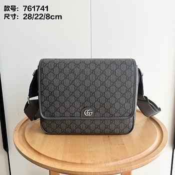 Gucci Ophidia medium messenger bag - Grey and black Supreme Tender canvas 28x22x8cm