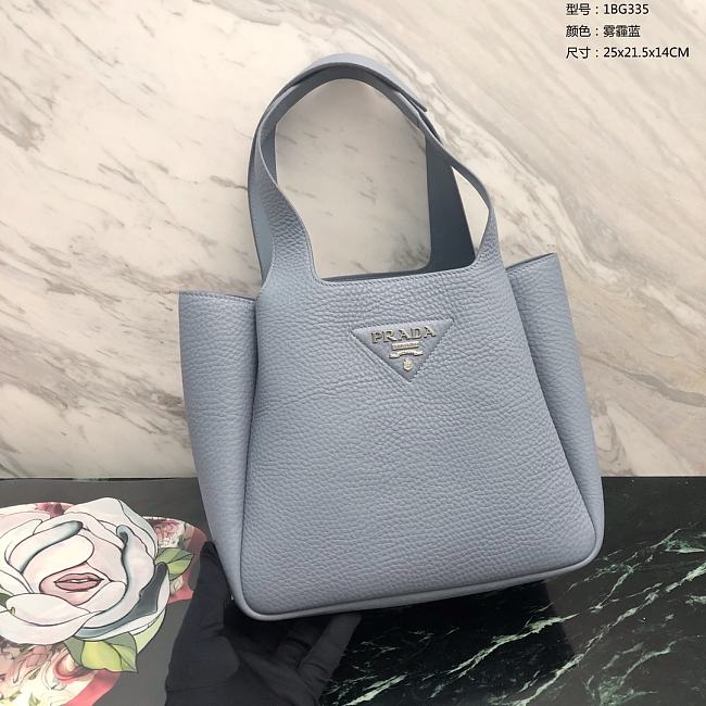 Prada Logo Plaque Tote Bag - Blue 25x21.5x14cm - 1