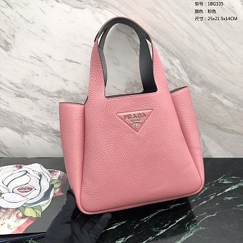 Prada Logo Plaque Tote Bag - Pink 25x21.5x14cm