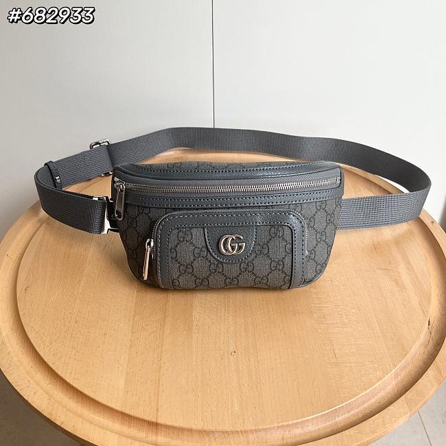 Gucci Ophidia medium belt bag in grey and black Supreme 24*13*5cm - 1