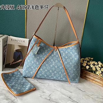 Louis Vuitton CarryAll PM Sky Blue Denim 29x12 x24