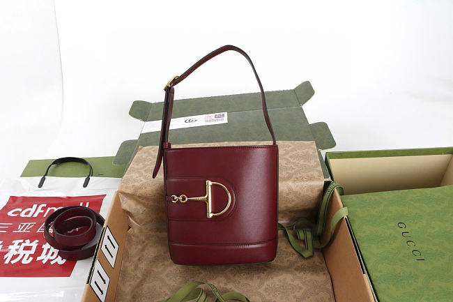 Gucci 73 small bucket bag - Rosso Ancora red smooth leather 18.5x20x8.5cm - 1