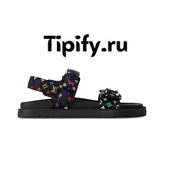 Louis Vuitton LV Sunset Flat Comfort Sandal Takashi Murakami Black (Women's) 1AGXF6