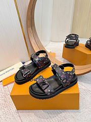 Louis Vuitton LV Sunset Flat Comfort Sandal Takashi Murakami Black (Women's) 1AGXF6 - 4