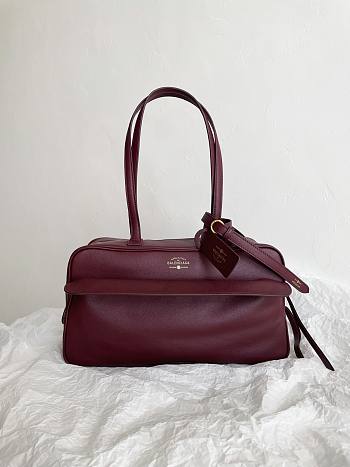 Balenciaga Women's Carrie Bowling Bag in Dark Burgundy 35.8*18.7*16.5cm