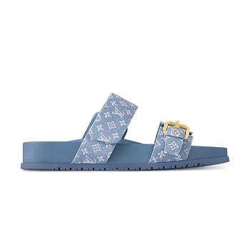 Louis Vuitton Bom Dia Flat Comfort Mule in blue 1AD1BK