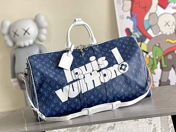 Louis Vuitton LKeepall bandouliere 55 Monogram Blue 55*31*26cm