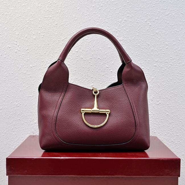 Gucci Softbit medium top handle bag - Rosso Ancora red grainy leather 27.5x21x16cm - 1