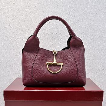 Gucci Softbit medium top handle bag - Rosso Ancora red grainy leather 27.5x21x16cm