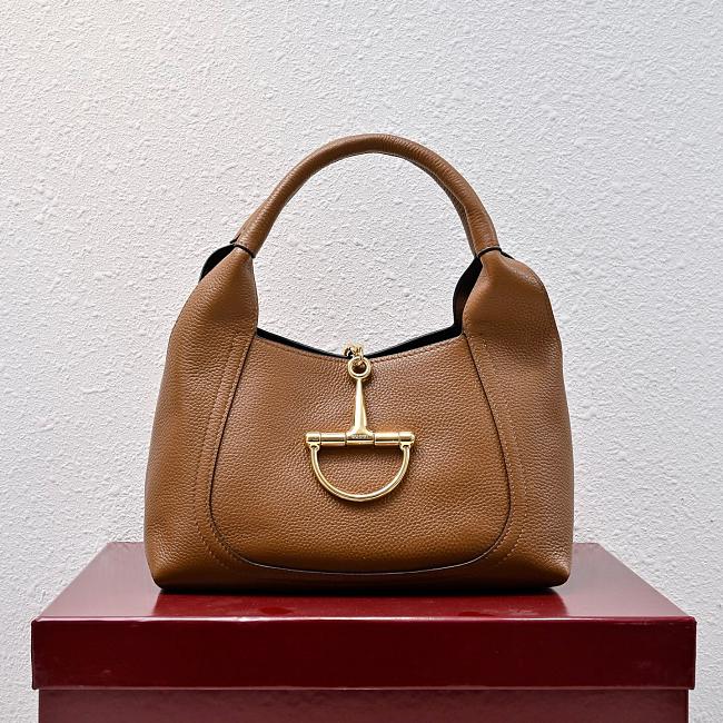 Gucci Softbit medium top handle bag - Brown grainy leather 27.5x21x16cm - 1