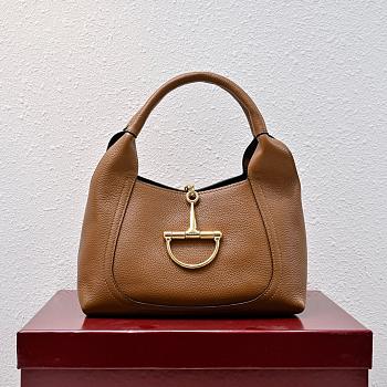 Gucci Softbit medium top handle bag - Brown grainy leather 27.5x21x16cm