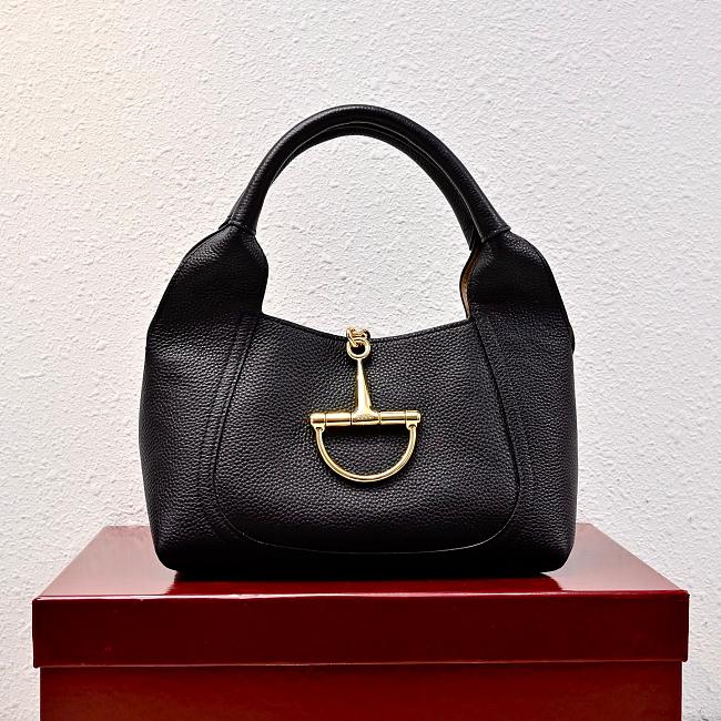 Gucci Softbit medium top handle bag - Black grainy leather 27.5x21x16cm - 1