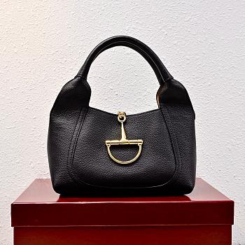 Gucci Softbit medium top handle bag - Black grainy leather 27.5x21x16cm