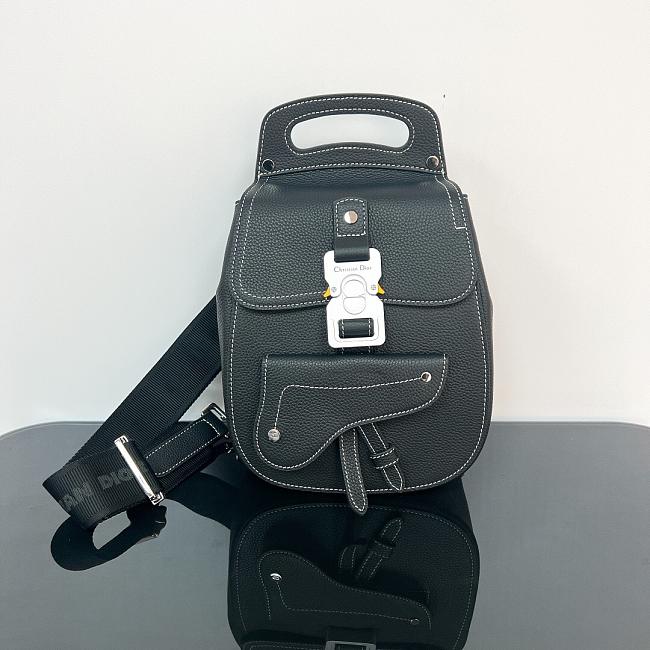 Dior Saddle Detail Backpack Grained Calfskin Small Black 19*27.5*11.5cm - 1