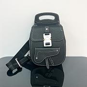 Dior Saddle Detail Backpack Grained Calfskin Small Black 19*27.5*11.5cm - 1