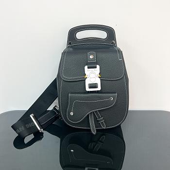 Dior Saddle Detail Backpack Grained Calfskin Small Black 19*27.5*11.5cm