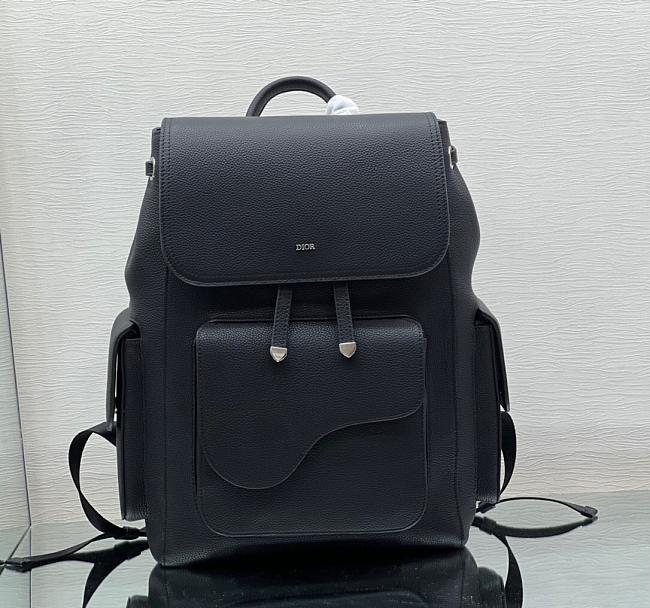 Dior Saddle Backpack Grained Calfskin Black 28x38x18cm - 1
