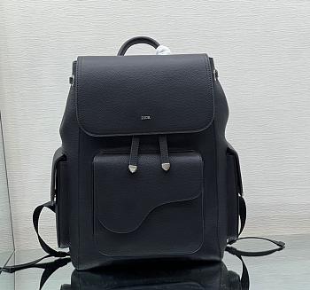 Dior Saddle Backpack Grained Calfskin Black 28x38x18cm