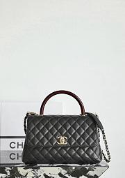 Chanel Black Quilted Caviar Leather and Lizard Embossed Small Coco Top Handle Bag 28.5x11x18cm - 1