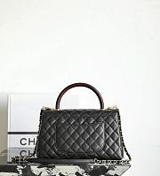 Chanel Black Quilted Caviar Leather and Lizard Embossed Small Coco Top Handle Bag 28.5x11x18cm - 4