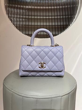 CHANEL Caviar Quilted Extra Mini Coco Handle Flap Light Purple 18cm
