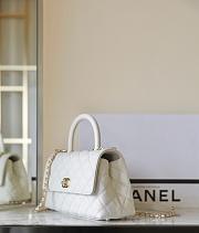 Chanel White Caviar Mini Coco Top Handle Bag Leather 22.5x16x9cm - 3