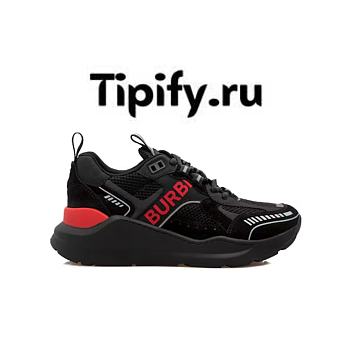 Burberry Suede and Mesh Sneakers Black Bright Red 8057350